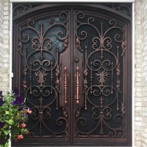 Hurricane Rated Impact Resistant Free Swing Double Front Iron Door