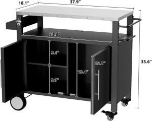Grill Carts Portable Patio Bar Cart Steel Kitchen Storage Cart