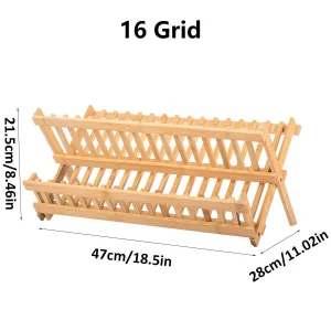 Bamboo Organized Drying Folding Cups Plates and Bowls Storage Organizer Household Item Kitchen Utensil Fit Efficiently Drying Bowls Dish Rack Drainer Rack