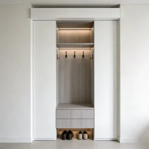 Modern Entryway Shoe Bench with Coat Rack and Storage Cabinet