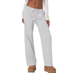 Summer striped pajama pants for women cottonpolyester