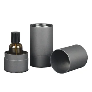 Black Round Recyclable Luxury Gift Box 50ml Perfume Packaging Cosmetic Essential Oil Cylinder Packaging Cardboard Paper Can