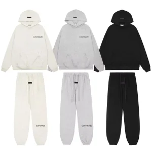 2026 Ss22 Es Men's Pullover Hoodie Sweatpants 80%C/20%P 480 Gsm Crocheted Tracksuits Hooded Collar Clothing