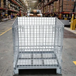 Professional Warehouse Cage Cost-Effective Collapsible Wire Mesh Container Caster