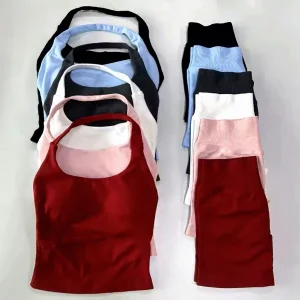 0254 Pieces Impact Sports Women Backless Halter Tops High Waist Seamless Hight Stretch Shorts Gym Suit Sportswear Workout Sets