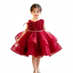 Sequin Fluffy Children Clothes for Girls Apparel Cute Flower Girls Dresses Kids Wear Birthday Princess Dress