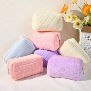 High Quality Cute Makeup Bag For Women Zipper Large Solid Color Cosmetic Large Capacity Bag Travel Toiletry Bag