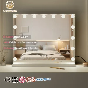 Touch Sensor 3 Colors Modes Lighted USB Charging Stepless Dimmable LED Tabletop Makeup Mirror