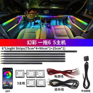 Kit de Fita de Luz Neon LED Vibrante para Ambiência de Carro