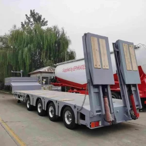 2 Lines 80ton Platform Lowbed Semi Trailer with Ladder