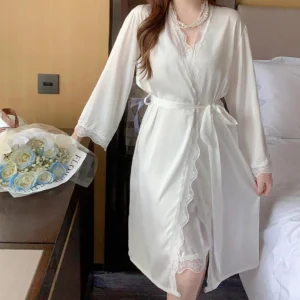 Conjunto de pijama de seda delgada de verano