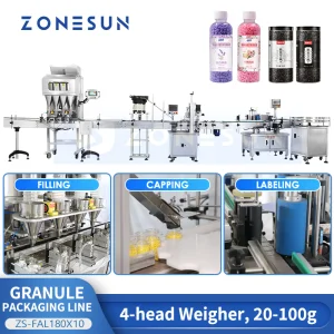 Linha Automática de Pesagem, Enchimento, Tampagem e Rotulagem Zonesun Zs-Fal180X10 para Sistema de Embalagem da Indústria Alimentícia