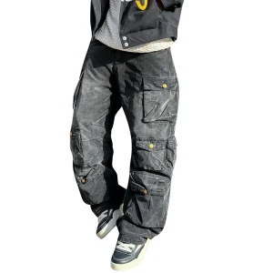 Wholesale Premium Streetwear Custom Distressed Faded Cargo Pants with Multiple Pockets