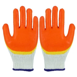 Knitted Cotton Orange 3/4 Latex Coated Safety Work Glove
