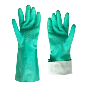 Hot Sello Green 15 Mil Nitrile Gloves 65g Flocklined Gloves Chemical Resistant Nitrile Gloves