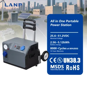 Portable Power Station 8000 Cycle 25.6V 51.2V 100Ah 2.56kWh 5.12kWh All in One LiFePO4 Energy Storage Battery Pack with Inverter