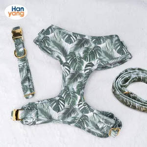 Hanyang New Arrivals Luxury Customization Dog Harness Set Custom 100% Cotton Pet Dog Chest Adjustable Collar Dog Harness and Leash Set Dog Harness