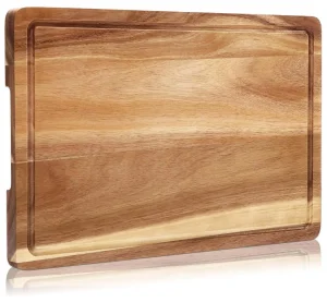 Extra Large 18X12 Acacia Wood Cutting Board with Deep Juice Grooves