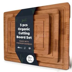 Set of 3 Carbon Bamboo Cutting Board Kitchen Wooden Luxury High Quality Chopping Butcher Block Dark Board 2026 New Arrival