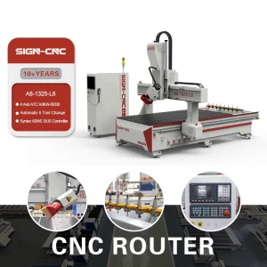 Professional 4 Axis CNC Router A8-1325 Atc 3D Rotary Engraving with Auto Tool Changer and High-Speed AC Servo Motor for Woodworking PVC ACP MDF etc