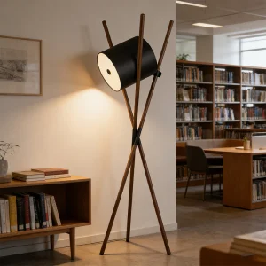 Heavy-Duty Umbrella Tripod LED Floor Light for Hotel Lounge Areas & Executive Studios