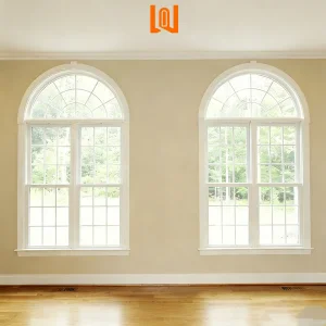 WANJIA French Half Round Window Grill Designs PVC Commercial Window Single Hung Vinyl Windows