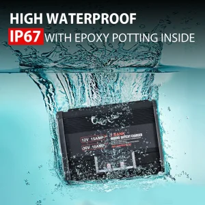 Lithium Marine Battery Charger Waterproof 2-Bank 12V/15A 36V/10A on-Board for AGM Lead-Acid Fishing Boat