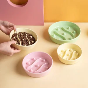 Ceramic Slow Feeder Pet Bowl Anti Choke Anti Tip Cat Dog Food Bowl Non Slip Pet Feeding Bowl for Kitten Puppy Small Medium Pets