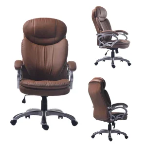 Brown PU Leather Armrest Luxury Reclining Manager Office Chair