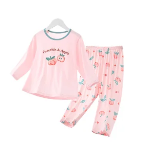 Pijamas de gasa de algodón puro para niños y niñas, traje de manga larga delgada, ropa de casa
