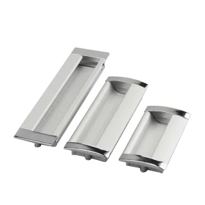 Modern Durable Aluminum Alloy Square Adjustable Cabinet Door Handle Dark Strap Mounting Plate Embedded Hardware Knob Drawer