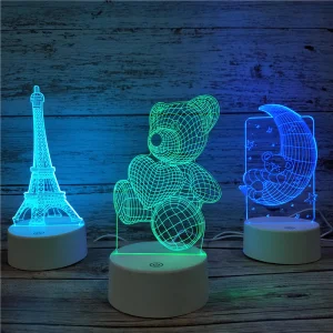 Luz Noturna LED de Natal para Bebês e Crianças 3D Lâmpada de Quarto para o Natal