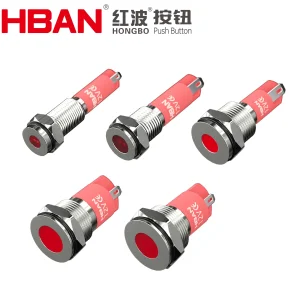 Hban 6-14mm Industrial Flat Face Metal Signal Light with IP67 Waterproof Protection
