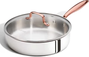 10 Inch Tri-Ply Stainless Steel Deep Frying Pan with Lid
