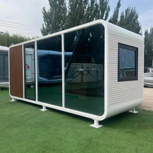Cabaña de acero modular portátil de lujo moderno para villa
