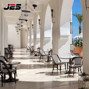 Commercial Outdoor Coffee Shop Restaurant Furniture French Bistro Chair Marble Table Hotel Corridor Patio