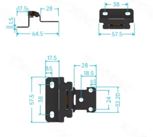 Contemporary Iron Multiple Joint Hinges Half Overlay Corner Hinges Black Durable Easy Installation Bedroom Furniture Kitchen