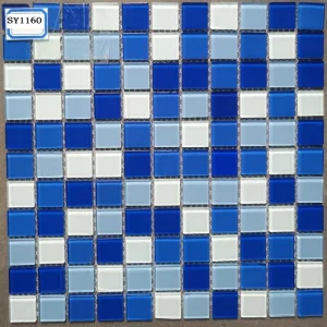 Pool Decor Colorful Blue Mosaic Tile Factory Price Crystal Style
