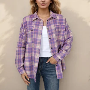 Women's Flannel Shirts Plaid Casual Blouse