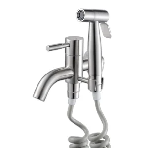 Stainless Steel 304 Spray Set Wall Mount Brushed Nickel Faucet for Toilet