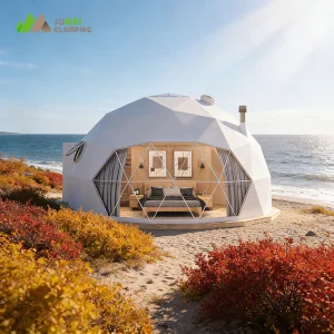 JUMEI Outdoor Camping Prefab Waterproof Glamping Geodesic Dome House Luxury Tent For Resort