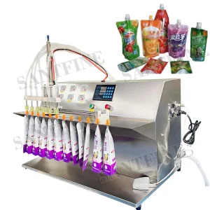 Semi-Automatic Multi Head Desktop 6 Nozzle Suction Nozzle Bag Filling Sealing Machinery Hot Liquid Oil Soup Juice Soft Drinking Sachet Pouch Packaging Machine