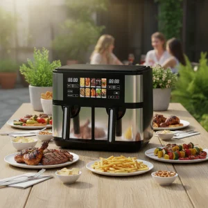 Multifuncional Air Fryer With Digital TFT Control Panel and Dual Chamber 8L Smart Electric Air Fryer Oven