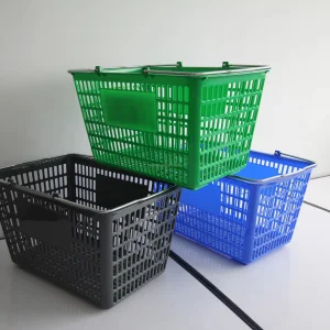 Plastic Hand Basket Double Rod Shopping Frame Wheel Shopping Mall Number of Hand-held Shopping Baskets Cable-stayed 0