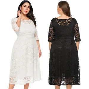ODM High Quality Pinup Fashion Plus Size Lace Chiffon Wedding Guest Dresses Women Cocktail Party Midi Dress ODM/OEM Suppliers, Manufacturer