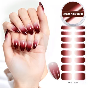 Custom Logo UV Cured Lamp HEMA Free Gel Strips Application On Art Nail Gel Polish Semi Cured Gel Nail Wraps Gel Nail Stickers