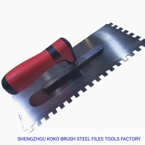 280mm X 130mm Stainless Steel 0.7mm Thickness Dichromatic Handle Notched Trowels