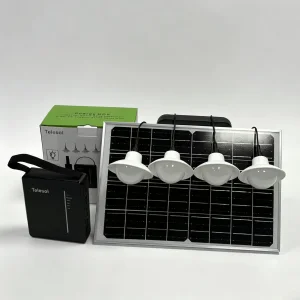 Sistema de Luz Solar Portátil para el Hogar con 4 Bombillas