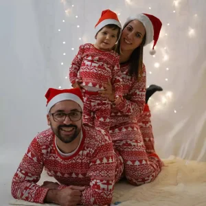 Pijamas navideños europeos para padres e hijos, conjunto de pijamas para el hogar