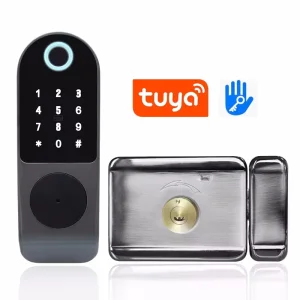 Security Anti-Theft Fingerprint Password Tuya APP Smart Rim Lock Door Locks